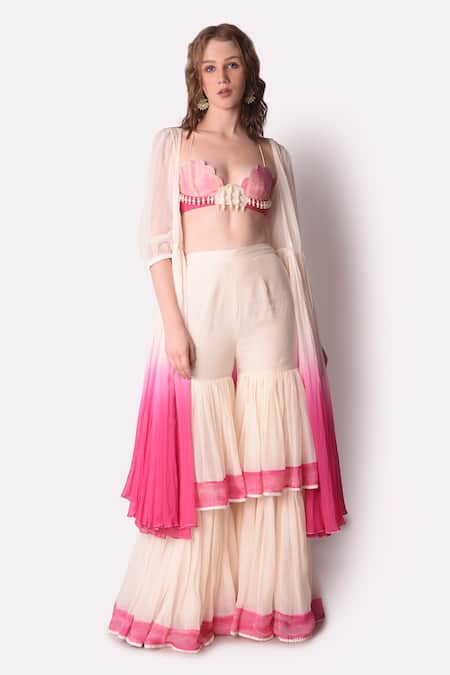 Shwetanga Ombre Jacket Sharara Set 