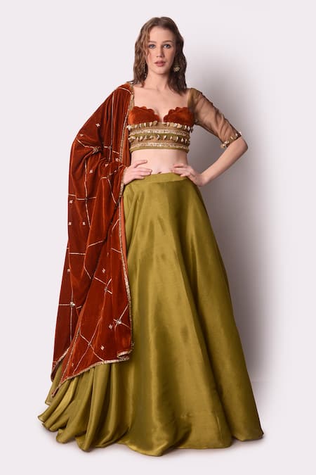 Shwetanga Lehenga Set With Embellished Blouse 