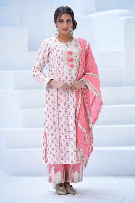 Simar Dugal White Printed Kurta Set  