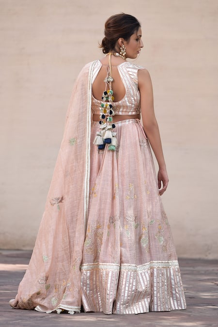 Simar Dugal Chanderi Embroidered Lehenga Set 