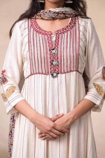 Buy_Simar Dugal_White Embroidered Kurta Set  _Online_at_Aza_Fashions