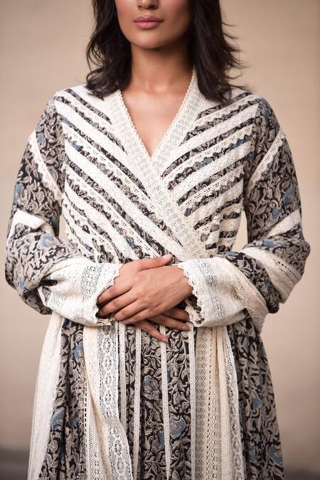 Buy_Simar Dugal_Black Embroidered Angrakha Set  _Online_at_Aza_Fashions