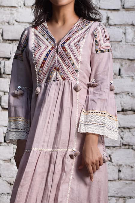Simar Dugal Ikat Patchwork Dress 