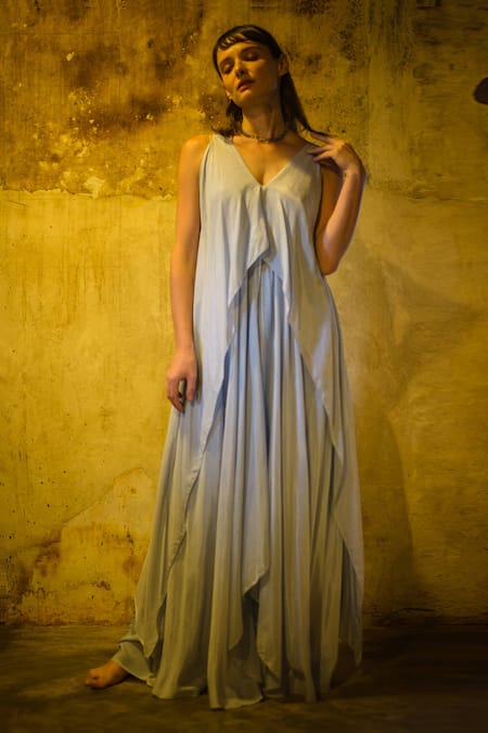 Stephany Cotton Silk Draped Dress 