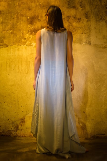 Stephany Cotton Silk Draped Dress 