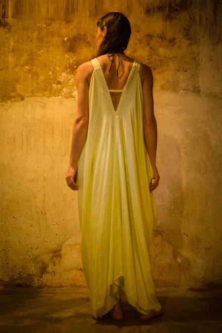 Stephany Cotton Silk Draped Dress 