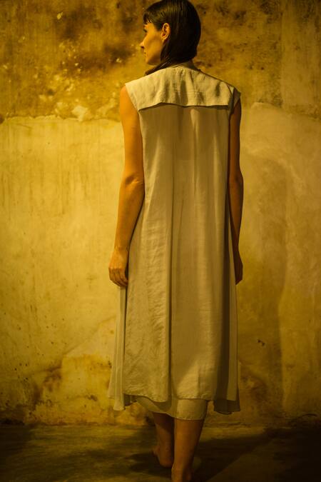 Stephany Cotton Silk Dress with Layered Jacket 