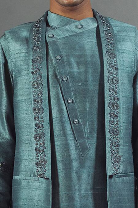 Buy Mitesh Lodha Grey Raw Silk Nehru Jacket Online at Aza Fashions Buy_Mitesh Lodha_Grey Raw Silk Nehru Jacket_Online_at_Aza_Fashions