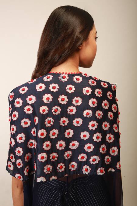 Soumodeep Dutta_Blue Dress Chanderi, Organza Skirt Handwoven With _at_Aza_Fashions