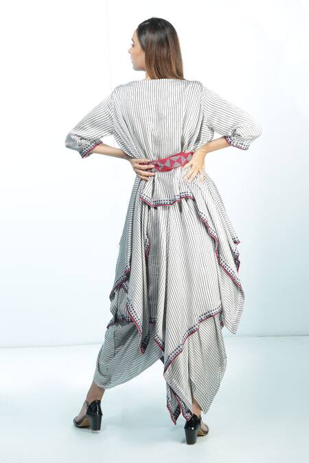Soumodeep Dutta Handwoven Silk Tunic & Skirt Set 