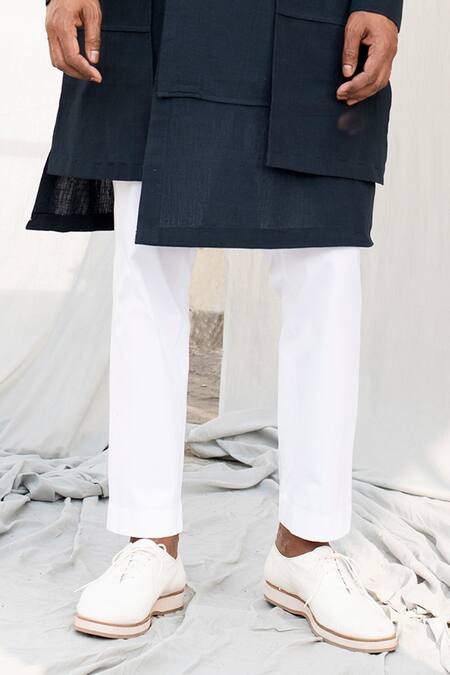 Buy Antar Agni White Cotton Satin Trouser Online at Aza Fashions Buy_Antar Agni_White Cotton Satin Trouser _Online_at_Aza_Fashions