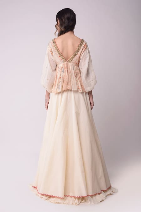 Shwetanga Printed Crop Top & Lehenga Set 