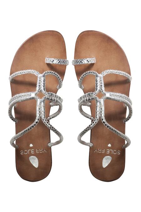 Shop_Sole Fry_Silver Slip On Flats_Online_at_Aza_Fashions