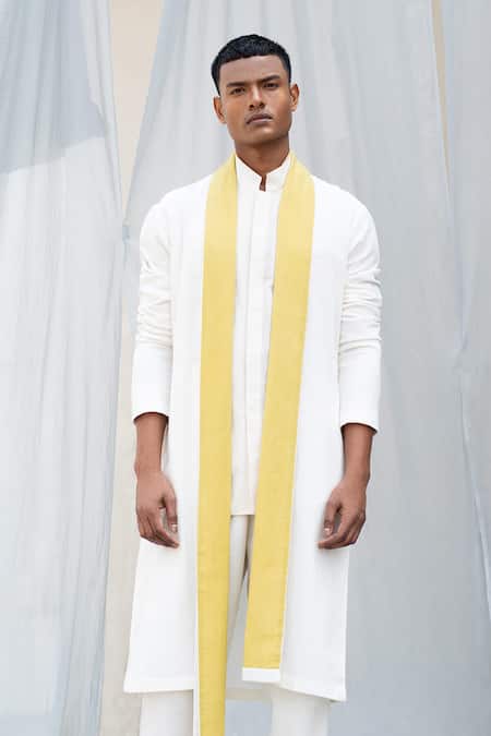 Antar Agni White Tissue, Handwoven Cotton Kurta