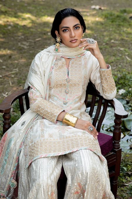 Simar Dugal Chanderi Kurta Sharara Set 