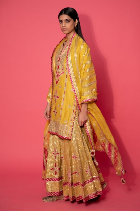 Simar Dugal Chanderi Kurta Sharara Set 