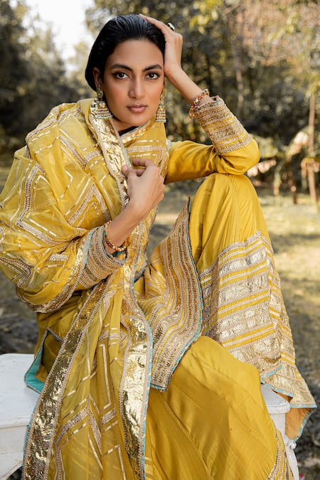 Simar Dugal Chanderi Silk Kurta Sharara Set 