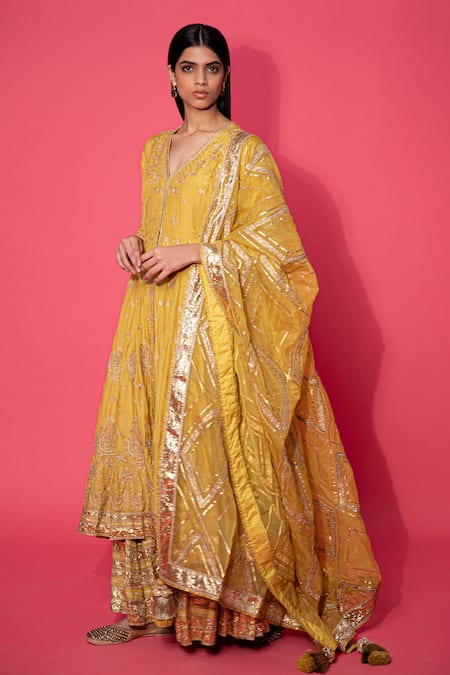 Simar Dugal Embroidered Anarkali Sharara Set 