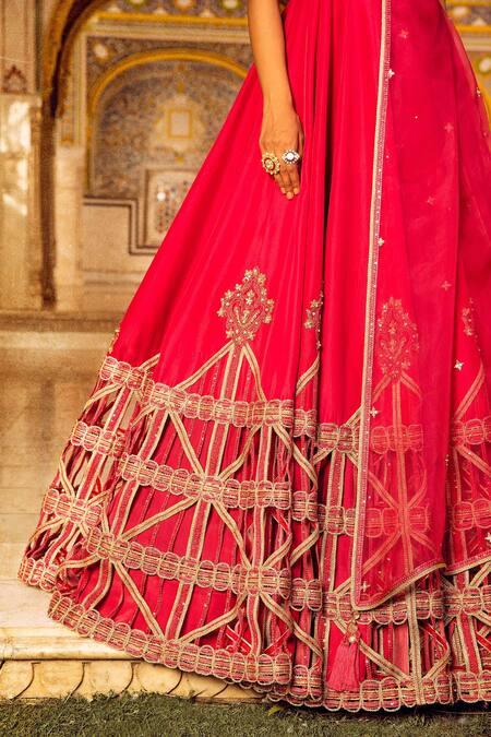 Supria Munjal Pink Raw Silk And Pure Organza Thread & Sequin, Embroidered Anarkali With Dupatta Online at Aza Fashions Supria Munjal_Pink Raw Silk And Pure Organza Thread & Sequin, Embroidered Anarkali With Dupatta _Online_at_Aza_Fashions