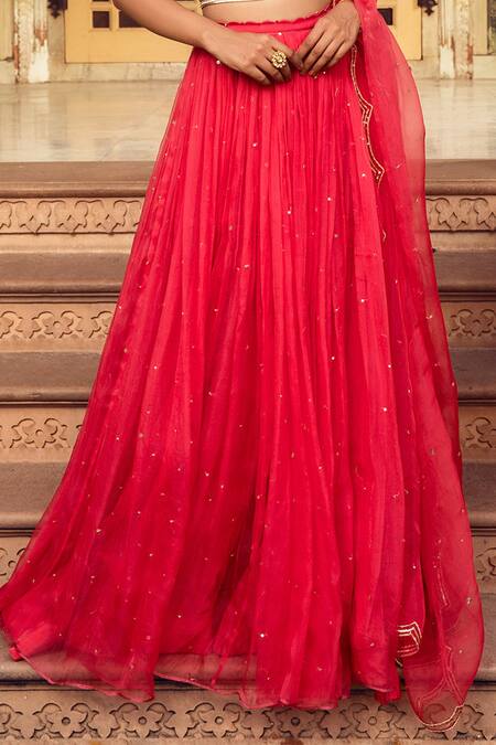 Supria Munjal Pink Pure Organza And Chanderi Nakshi, Sequin & Pearl Square Neck Lehenga Set Online at Aza Fashions Supria Munjal_Pink Pure Organza And Chanderi Nakshi, Sequin & Pearl Square Neck Lehenga Set _Online_at_Aza_Fashions