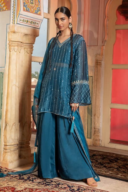 Supria Munjal Embroidered Kurta Palazzo Set 