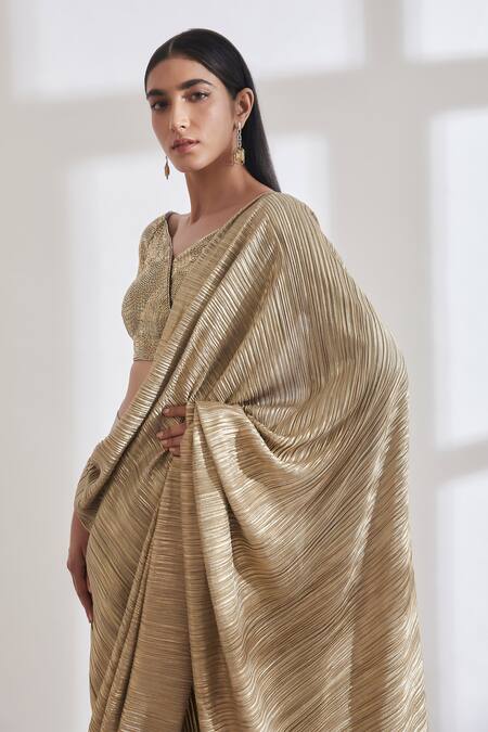 Buy_431-88 By Shweta Kapur_Silver Pre-draped Metallic Saree With Blouse_Online_at_Aza_Fashions