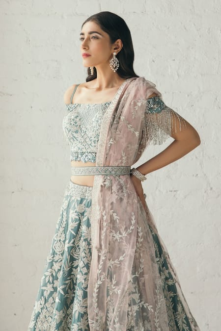 Buy BownBee Cold Shoulder Frill Detailed Chanderi Floral Printed Choli With  Lehenga Peach for Girls (5-6Years) Online in India, Shop at FirstCry.com -  14641992