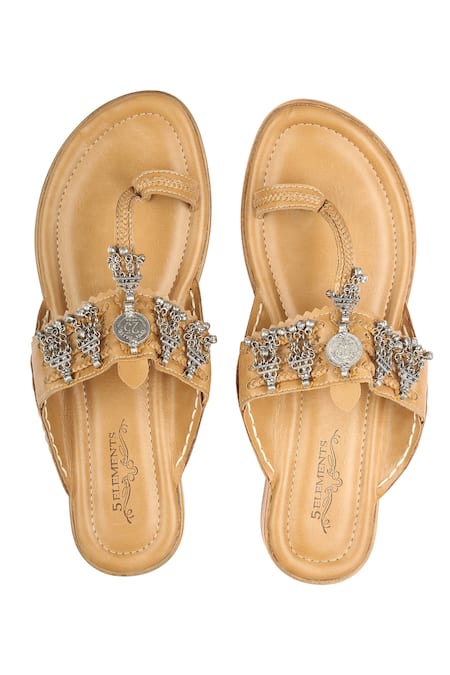 5elements Brown Embellished Kolhapuris 