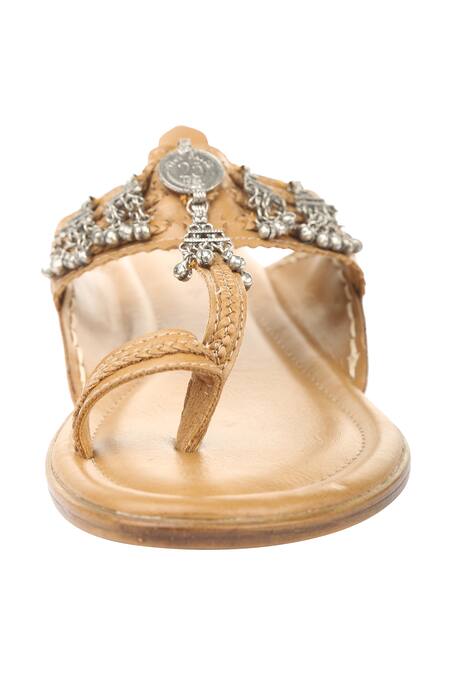 Buy 5elements Brown Embellished Kolhapuris Online at Aza Fashions Buy_5elements_Brown Embellished Kolhapuris _Online_at_Aza_Fashions