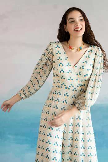 Buy_EASE_Off White Georgette Floral V Neck Print Jumpsuit_Online_at_Aza_Fashions