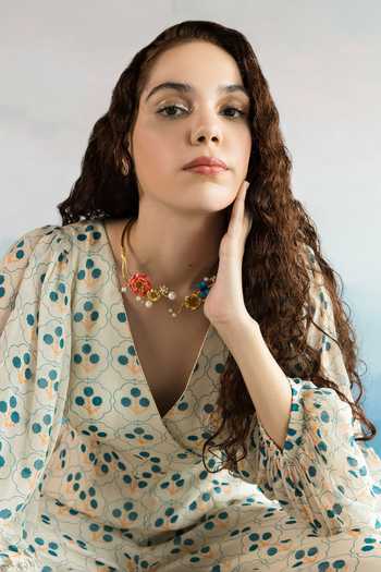 Shop_EASE_Off White Georgette Floral V Neck Print Jumpsuit_Online_at_Aza_Fashions
