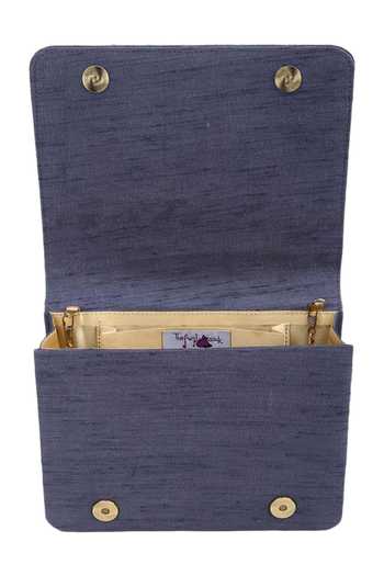 Shop_The Purple Sack_Gray Embroidery, Sequins Grey Flap Clutch With Sling _Online_at_Aza_Fashions