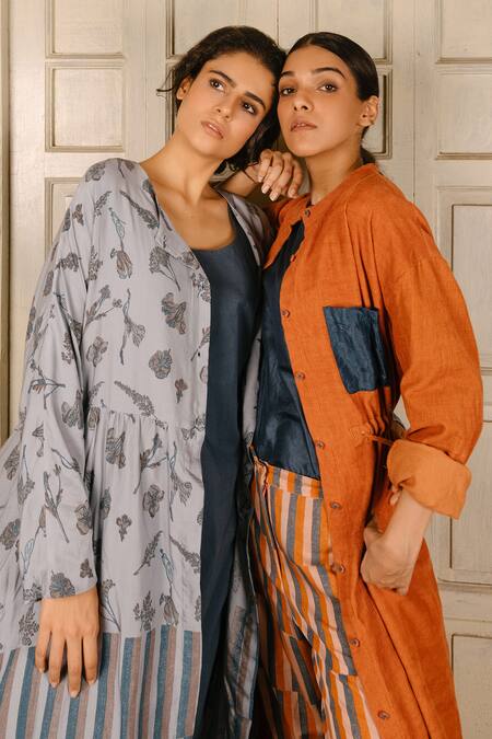 Buy_Ayaka_Blue 100% Soy Organic Cotton Round Printed Overlay_Online_at_Aza_Fashions