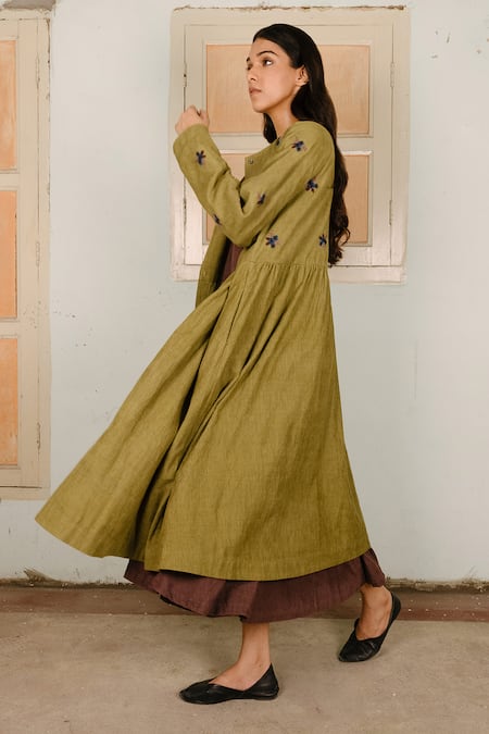 Ayaka Green 100% Corduroy Lining 100% Embroidered Overlay Online at Aza Fashions Ayaka_Green 100% Corduroy Lining 100% Embroidered Overlay _Online_at_Aza_Fashions