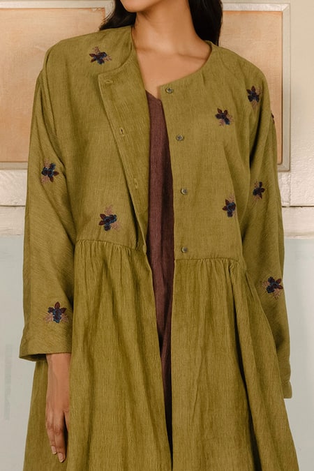 Ayaka Green 100% Corduroy Lining 100% Embroidered Overlay at Aza Fashions Ayaka_Green 100% Corduroy Lining 100% Embroidered Overlay _at_Aza_Fashions