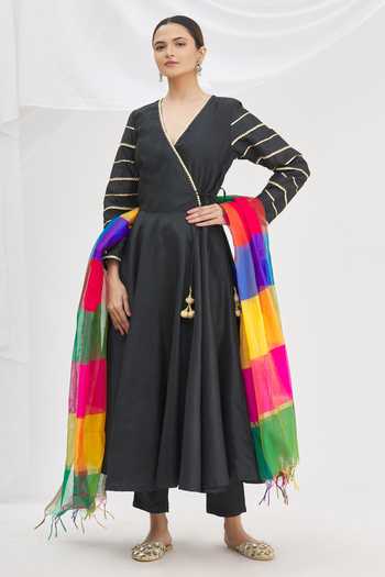 Women's Cotton Blend Printed Angarkha Kurta Pant With Dupatta main image 1