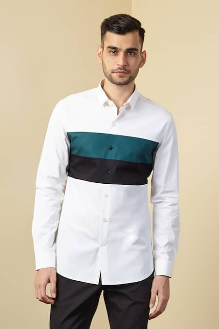 Seven White Cotton Panel Shirt 