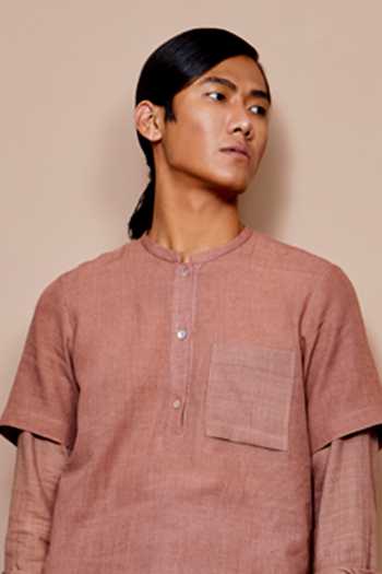 Urvashi Kaur Pink Organic Cotton Kurta And Pant Set Online at Aza Fashions Urvashi Kaur_Pink Organic Cotton Kurta And Pant Set _Online_at_Aza_Fashions