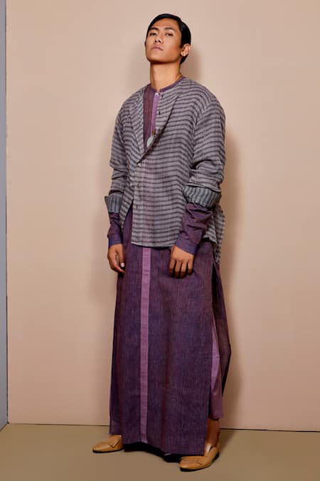 Urvashi Kaur Purple Organic Cotton Kurta And Dhoti Pant Set