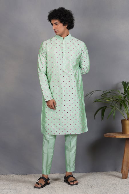 Eleven Brothers Sabz Mirror Embroidered Kurta Set 