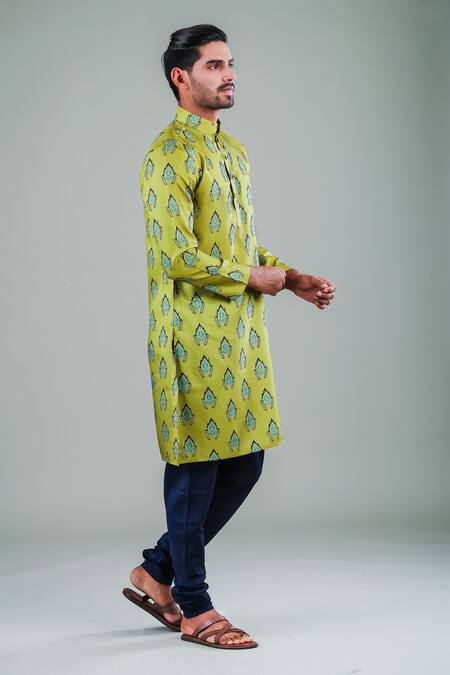 Buy Eleven Brothers Green Kurta Tussar Pant Cotton Printed And Set Online at Aza Fashions Buy_Eleven Brothers_Green Kurta Tussar Pant Cotton Printed And Set_Online_at_Aza_Fashions