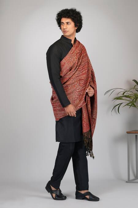 Eleven Brothers_Multi Color Wool Embroidered Shawl _Online_at_Aza_Fashions
