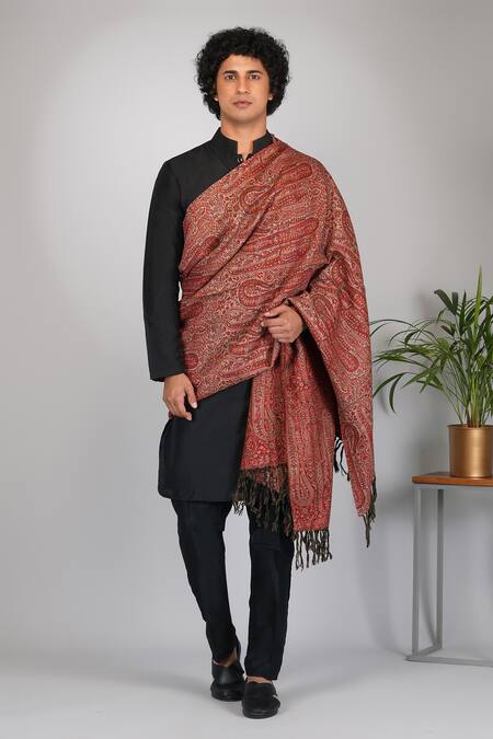Buy_Eleven Brothers_Multi Color Wool Embroidered Shawl _Online_at_Aza_Fashions