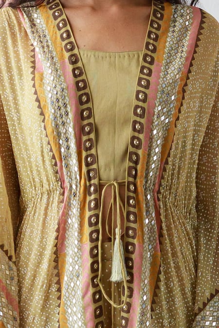 Surbhi Gupta Green Jacket Georgette Inner Cotton Silk Printed And Pant Set Online at Aza Fashions Surbhi Gupta_Green Jacket Georgette Inner Cotton Silk Printed And Pant Set _Online_at_Aza_Fashions