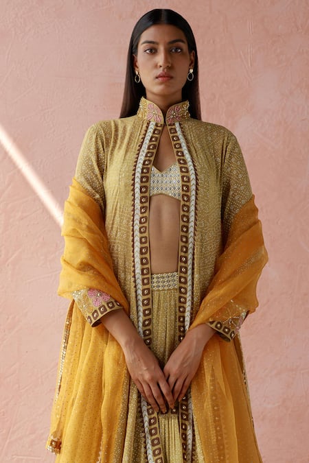 Buy Surbhi Gupta Green Lehenga Georgette Blouse Cotton Silk Dupatta Organza Printed And Set Online at Aza Fashions Buy_Surbhi Gupta_Green Lehenga Georgette Blouse Cotton Silk Dupatta Organza Printed And Set _Online_at_Aza_Fashions