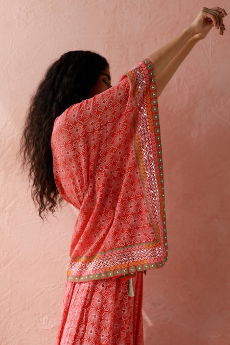 Buy_Surbhi Gupta_Pink Jacket  Blouse Cotton Silk Sharara Printed And Set _Online_at_Aza_Fashions