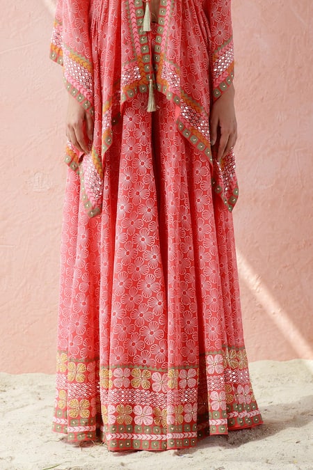 Shop_Surbhi Gupta_Pink Jacket  Blouse Cotton Silk Sharara Printed And Set _Online_at_Aza_Fashions