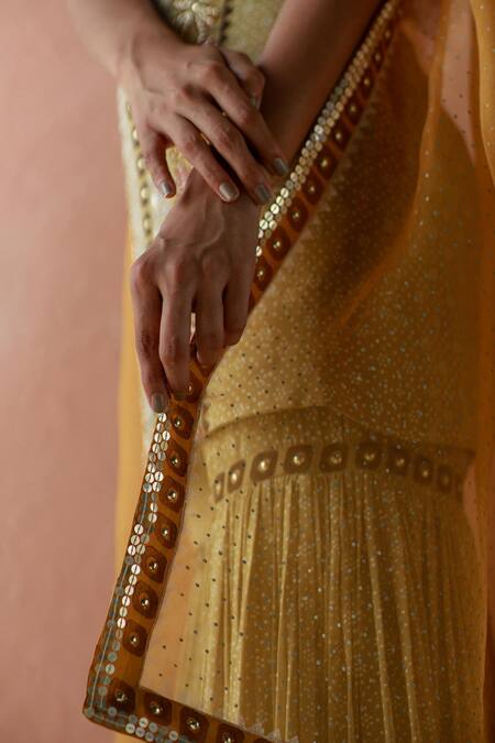 Buy_Surbhi Gupta_Green Kurta And Sharara Georgette Dupatta Organza Round Printed Set _Online_at_Aza_Fashions