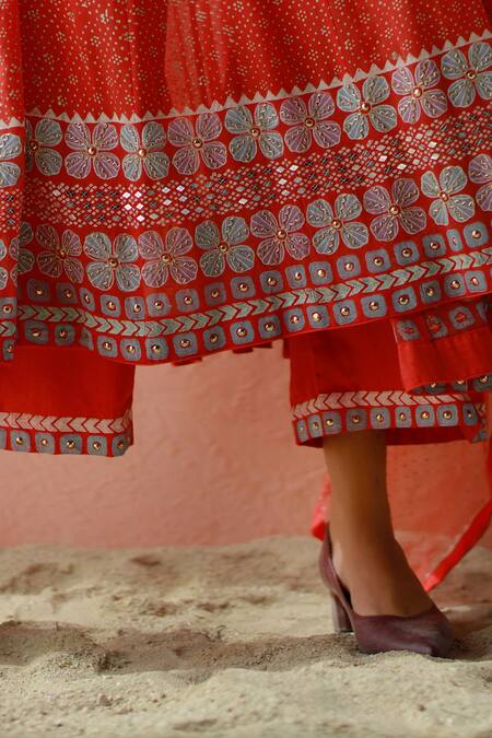 Buy Surbhi Gupta Red Anarkali Georgette Inner And Trousers Cotton Silk Dupatta Printed Set Online at Aza Fashions Buy_Surbhi Gupta_Red Anarkali Georgette Inner And Trousers Cotton Silk Dupatta Printed Set _Online_at_Aza_Fashions