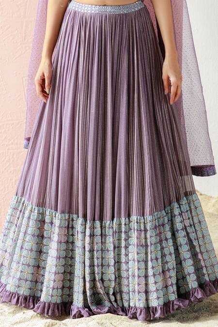 Shop Surbhi Gupta Purple Blouse Cotton Silk Lehenga Georgette Dupatta Organza Printed Set Online at Aza Fashions Shop_Surbhi Gupta_Purple Blouse Cotton Silk Lehenga Georgette Dupatta Organza Printed Set _Online_at_Aza_Fashions